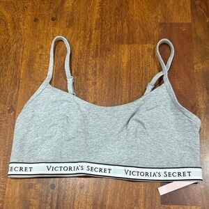 NWT Victoria's Secret Heather Gray Bralette with Logo Band